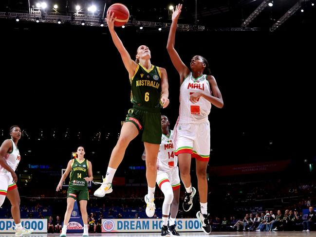 Steph Talbot helped the Opals physically overpower Mali. Picture: AFP