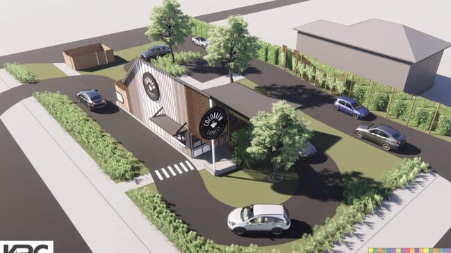 Artists impressions of the new Cocobrew Express drive-thru on George and Albert Streets. PIC: Facebook