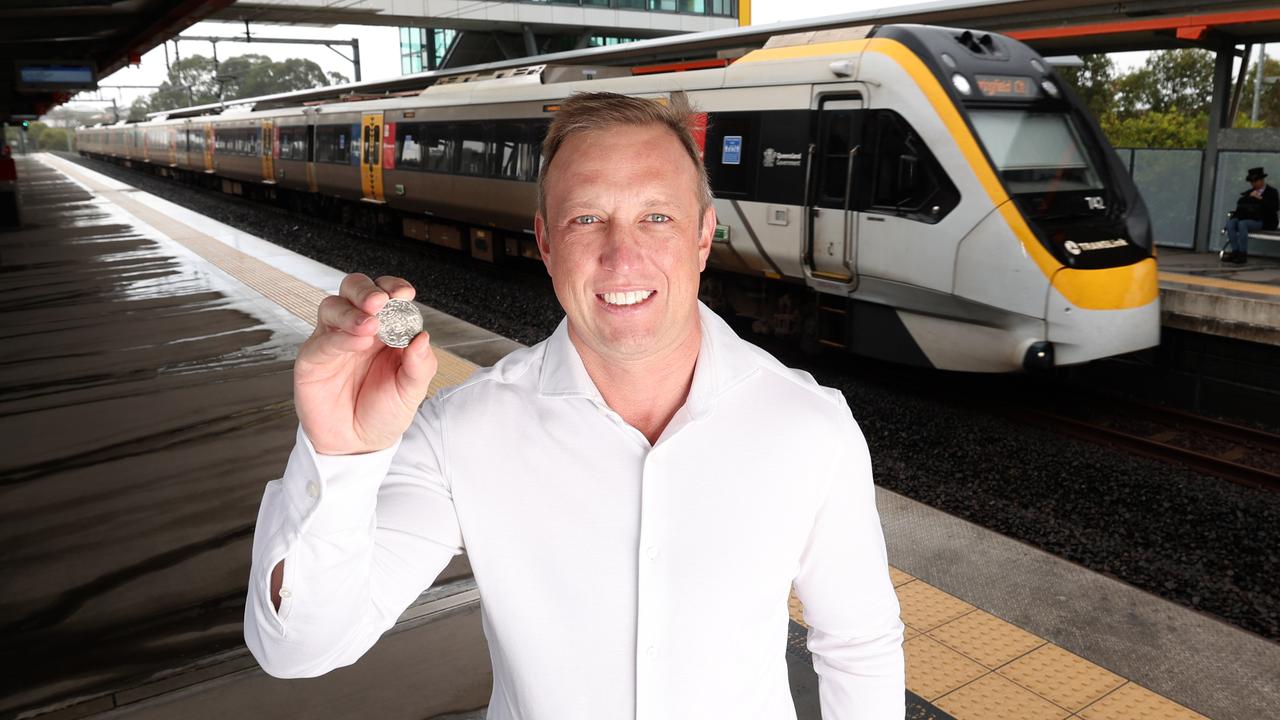 Premier Steven Miles at the Mango Hill Train Station announcing the new 5-c fares deal. Picture: Annette Dew