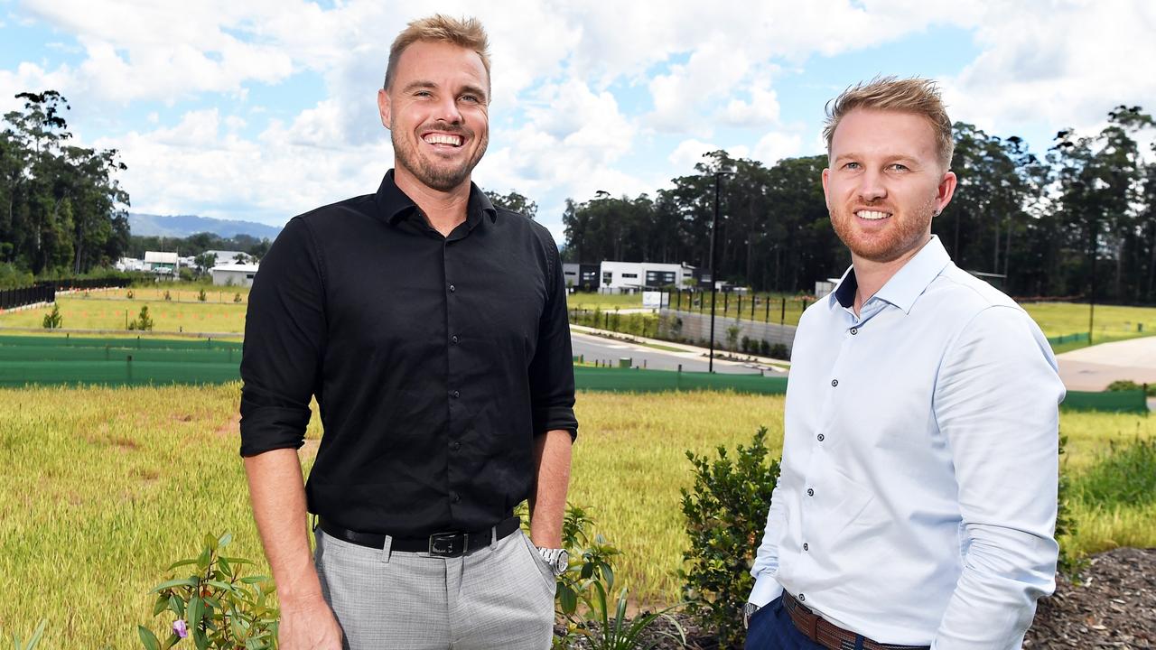 Town Group director Craig Morrison, pictured with Jamie Vibert, is behind plans for a new surf park. Picture: Patrick Woods.