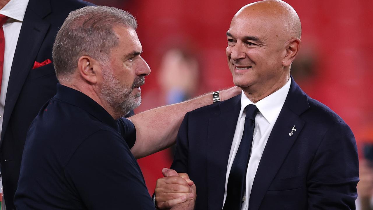 Tottenham Hotspur chairman Daniel Levy (right) has sacked Ange Postecoglou. (Photo by Ryan Pierse/Getty Images)