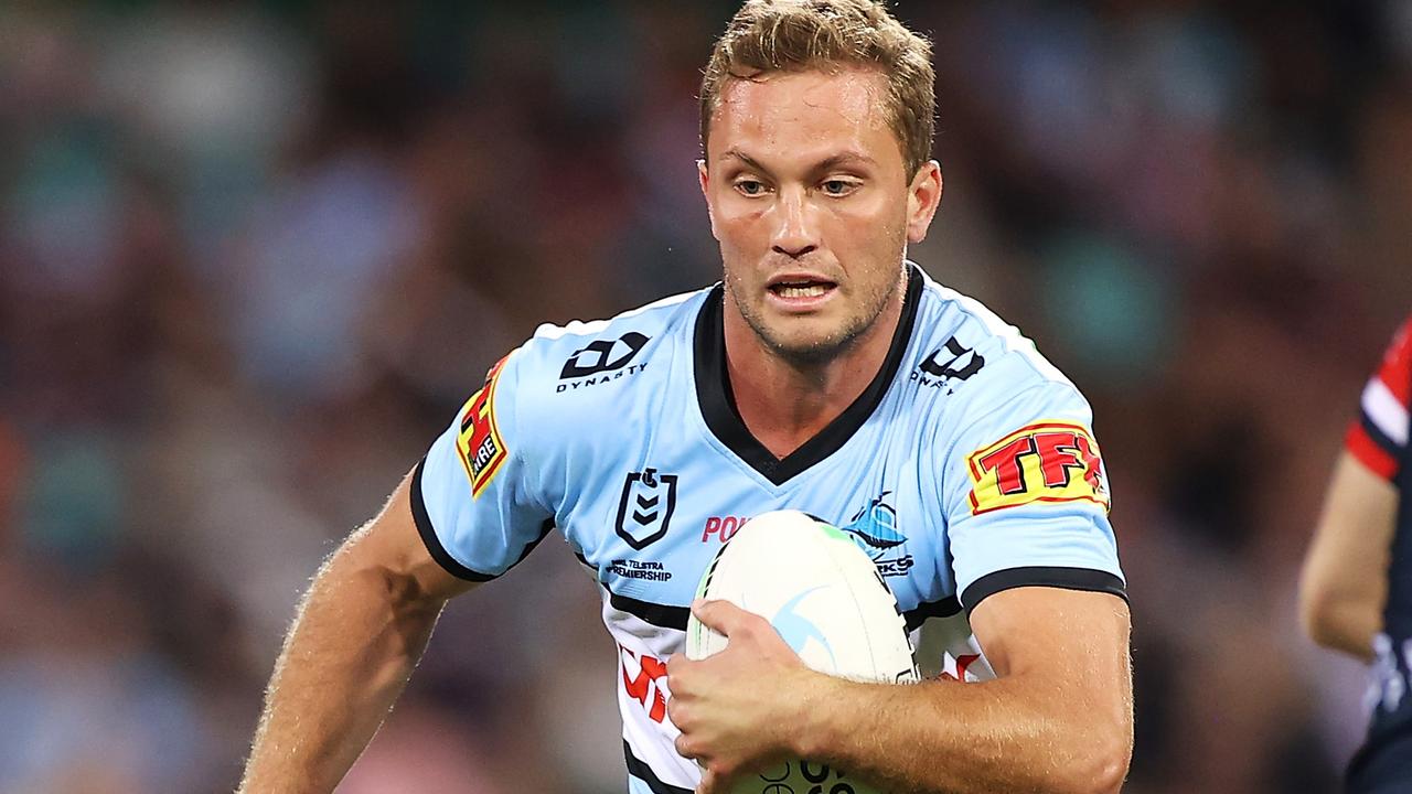 Matt Moylan has signed a cut-price deal to stay with the Sharks. Picture: Mark Kolbe/Getty Images