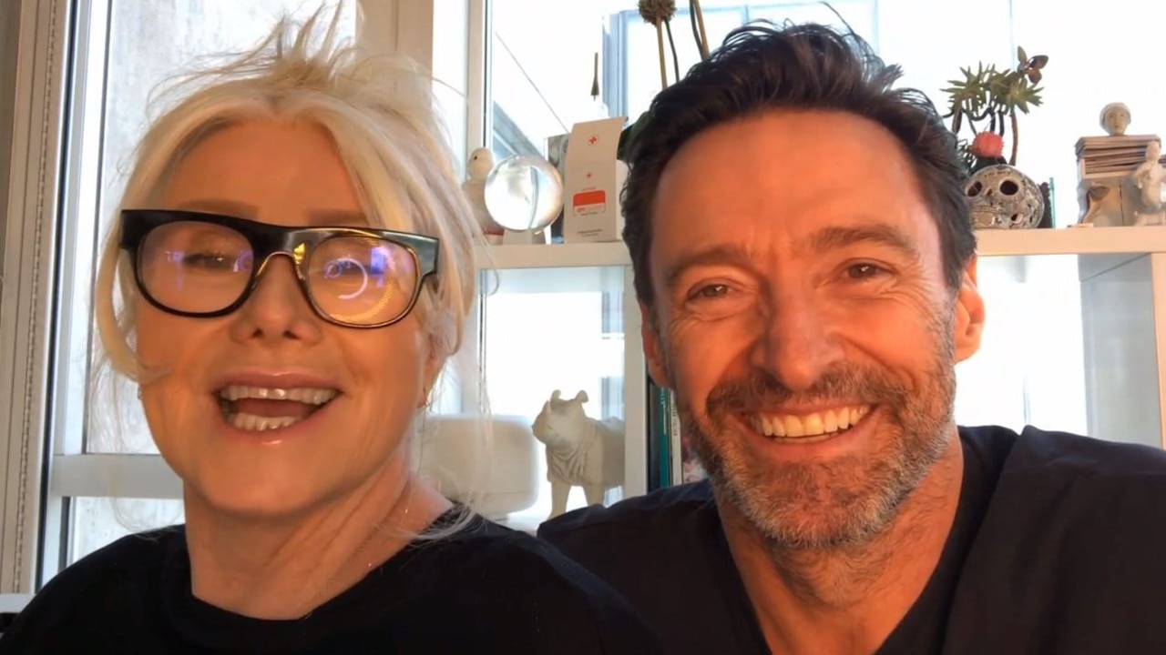 Deborra-Lee Furness and Hugh Jackman speak at the Arts Gala 2021.