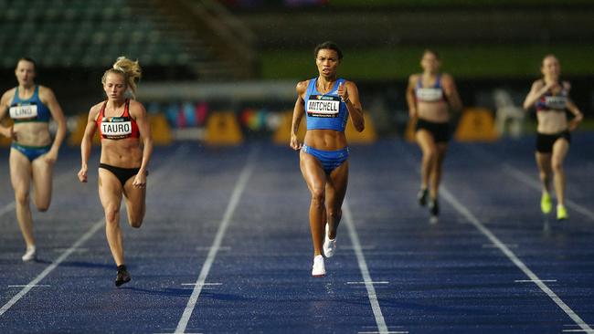 Mitchell Morgan competes in the 400m during the 2017 Australian Athletics Championships at Sydney Olympic Park Sports Centre.