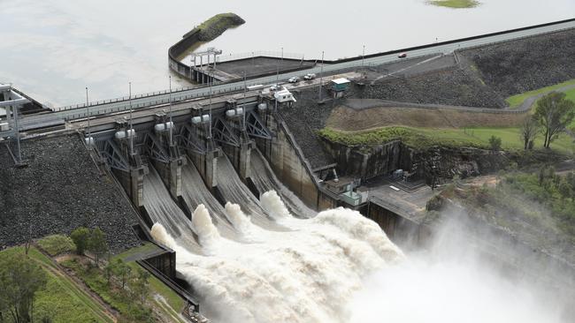 Water being released from Wivenhoe Dam. Picture: Liam Kidston