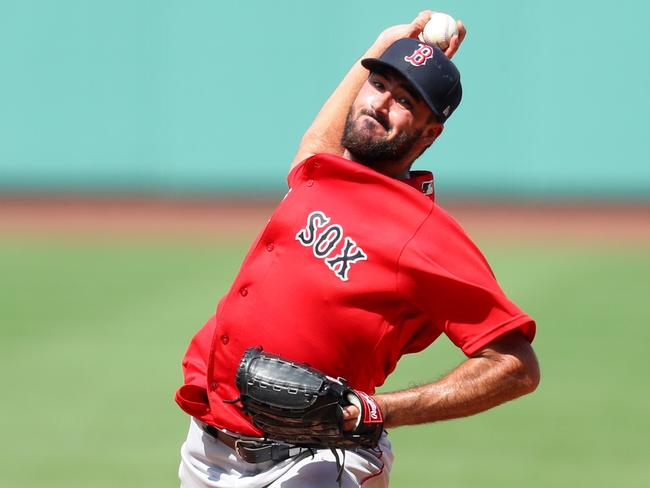 BOSTON, MASSACHUSETTS - JULY 09: Brandon Workman #44 of the Boston Red Sox pitches in an intrasquad game during Summer Workouts at Fenway Park on July 09, 2020 in Boston, Massachusetts.   Maddie Meyer/Getty Images/AFP == FOR NEWSPAPERS, INTERNET, TELCOS & TELEVISION USE ONLY ==