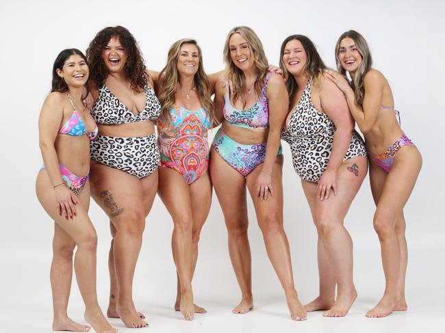 Swimsuit season - different shapes and size in resort and swimwear showing how to wear the right bathers for your body type from Infamous Swim. Models Nikita Malvaso, Simone Ziada, Gemma Crowe, Erryn Harvey, Alana Egan and Alyssa Boric. Picture: David Caird