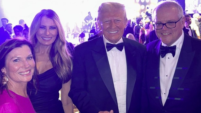 Former prime minister Scott Morrison has been spotted posing alongside US president elect Donald Trump during his New Year's Eve party at Mar-a-lago. Picture: Supplied