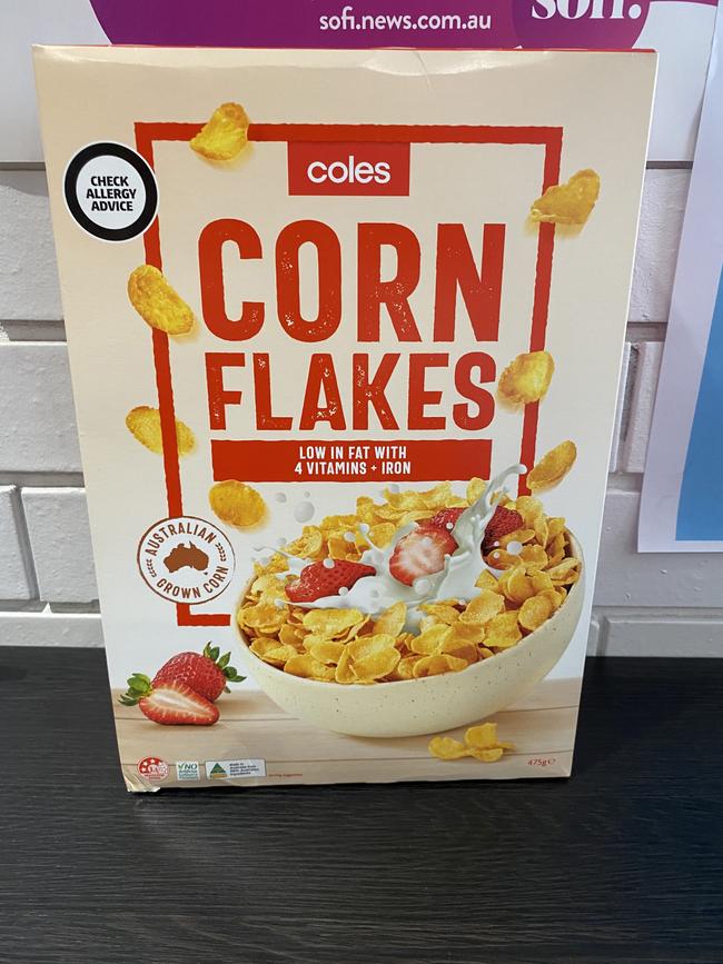 Coles Cornflakes (475g). Picture: Michaela Meade