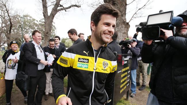 Trent Cotchin was all smiles after being cleared by the MRP. Pic: Michael Klein