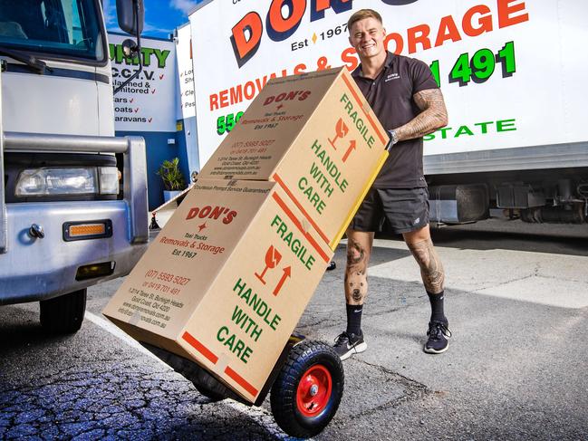 Dons Removals.Cory Still dropped out of high school at the start of Year 11 to enter the workforce. He now runs his family's removal business Dons Removals and Storage, also owns a cafe, owns his own home, and has an investment property.Picture: NIGEL HALLETT