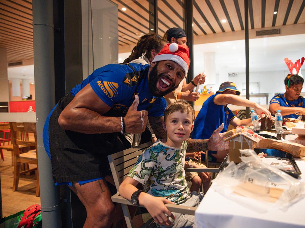 Eels recruit Josh Addo-Carr at Ronald McDonald House. Credit: Supplied.