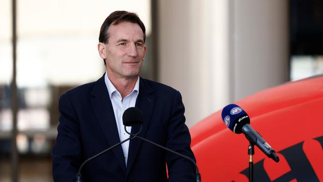 Andrew Dillon, Chief Executive Officer of the AFL speaks with media during the Toyota AFL Open Launch at Marvel Stadium on June 27, 2024 in Melbourne, Australia. (Photo by Michael Willson/AFL Photos via Getty Images)