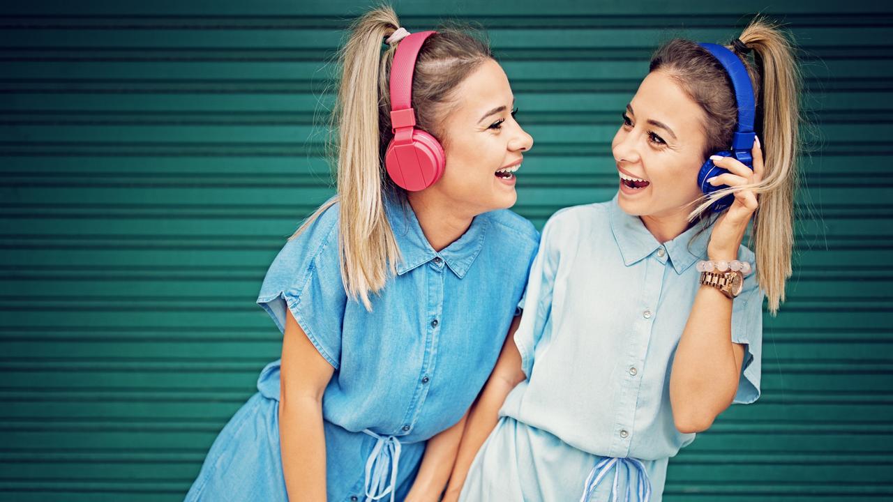 Girls listening to music.