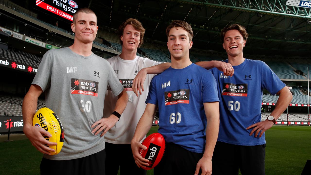 Bailey Scott, Nick Blakey, Rhylee West and Oscar Brownless are potential academy and father-son selections. Photo: Adam Trafford/AFL Media/Getty Images.