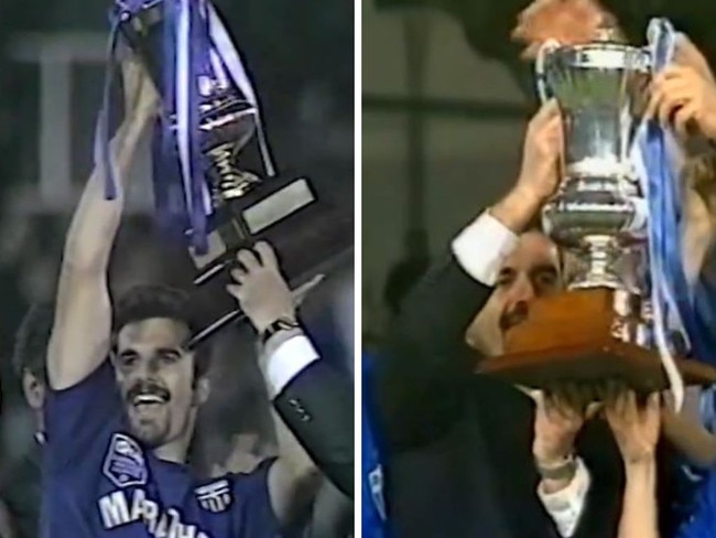 Postecoglou winning as a player and coach with South Melbourne. Photos: X