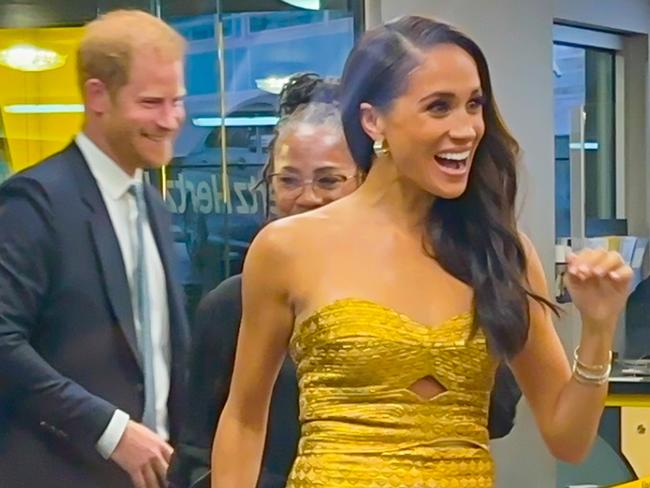 NEW YORK, NEW YORK - MAY 16: (L-R) Prince Harry, Duke of Sussex, Doria Ragland and Meghan Markle, Duchess of Sussex, are seen arriving to the "Woman Of Vision Awards" on May 16, 2023 in New York City. (Photo by Raymond Hall/GC Images)