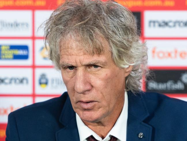 ADELAIDE, AUSTRALIA - MARCH 07: Gertjan Verbeek coach of Adelaide United during the press conference of the round 22 A-League match between Adelaide United and Western United at Coopers Stadium on March 07, 2020 in Adelaide, Australia. (Photo by Sue McKay/Getty Images)