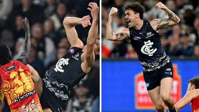 Carlton has fended off the Suns with a scintillating second half in a 29-point win behind four-goals apiece to Zac Williams and Charlie Curnow.