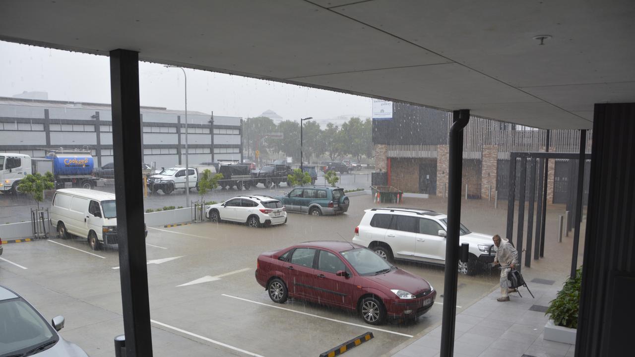 Flooding near the Rowes building, corner of Victoria Street and Russell Street, Toowooomba, February 25, 2022.