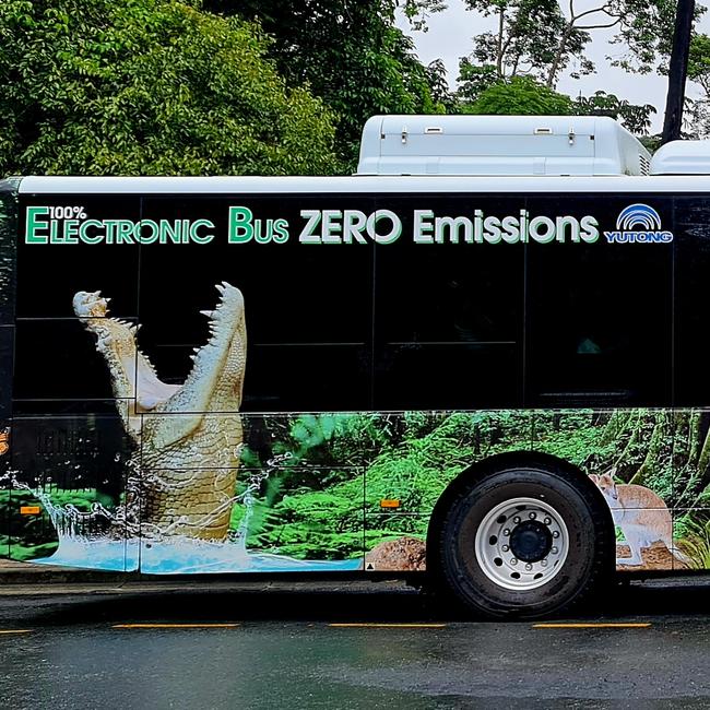 An electric-powered bus in Cairns. Picture: Danica Clayton