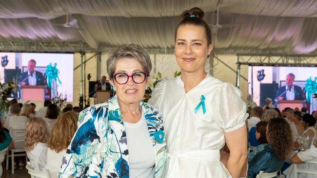 Cr Fran Mann and Narelle Marteene at the Touch of Teal Soiree for the Trudy Crowley Foundation at the Mantra at the Harbour on Friday, September 8. Picture: Michaela Harlow