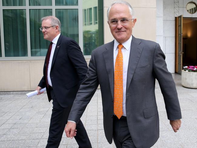 Malcolm Turnbull and Treasurer Scott Morrison are under pressure to keep spending restrained in this year’s Federal Budget. Picture: Ray Strange