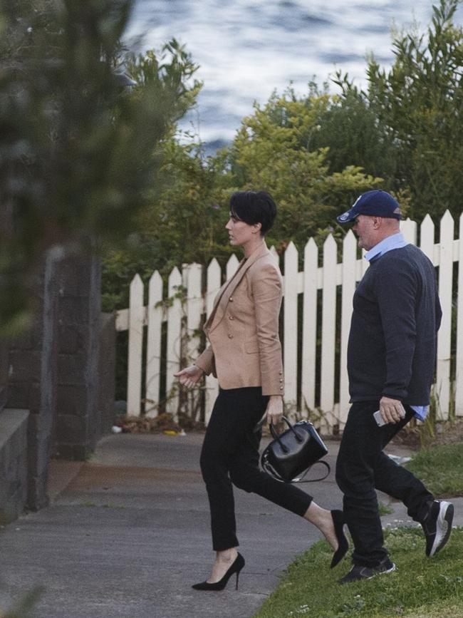 John Ibrahims girlfriend Sarah Budge arriving at his Dover Heights home after he appearance in court. Picture: Tim Pascoe