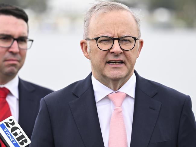 CANBERRA, AUSTRALIA  - NewsWire Photos - January 26, 2025:  Prime Minister Anthony Albanese holds a press conference at the 2025 Australian of the Year Awards at the National Arboretum in Canberra. Picture: NewsWire / Martin Ollman