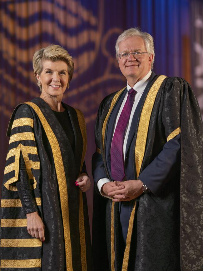 ANU chancellor Julie Bishop and vice-chancellor Professor Brian Schmidt. Picture: Supplied