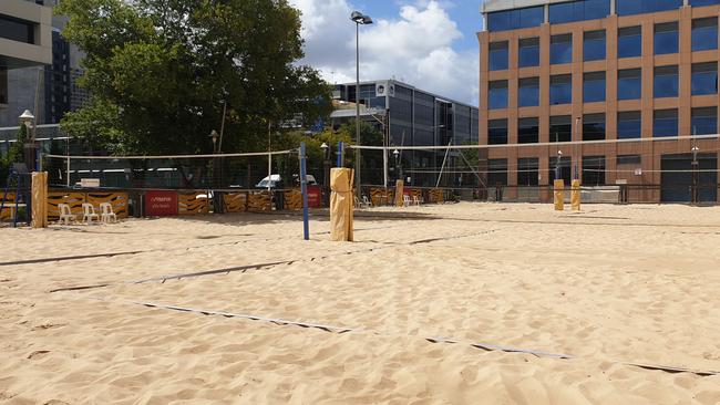 The old Adelaide City Council-owned City Beach Volleyball court on Pirie St. Picture: Colin James
