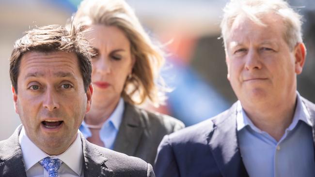 Opposition Leader Matthew Guy with Shadow Treasurer David Davis. Picture: Sarah Matray