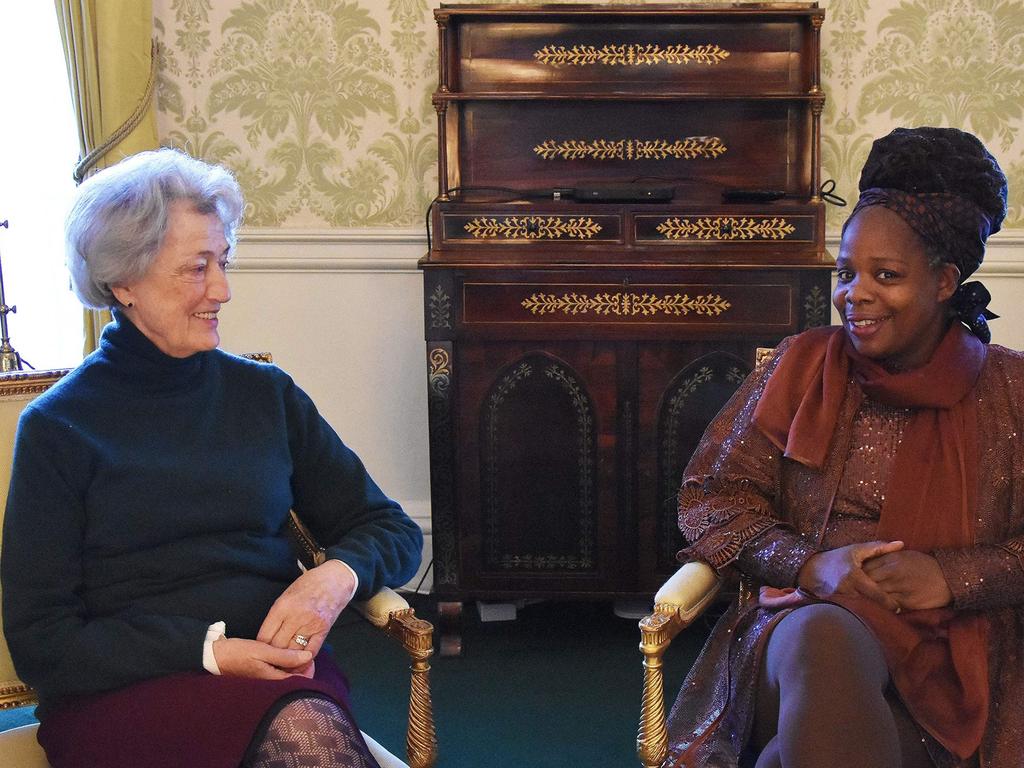 Lady Susan Hussey meets Ngozi Fulani for talks. Picture: AFP