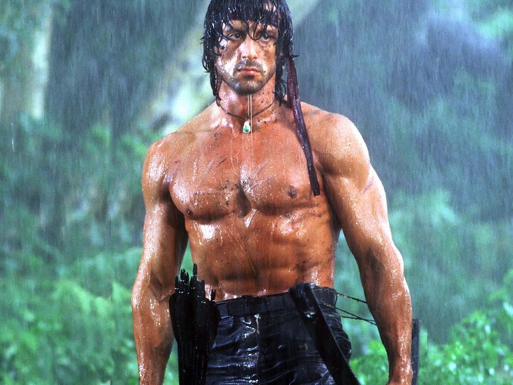 Who can forget Sylvester Stallone’s chiselled torso in Rambo 2. Picture: Supplied