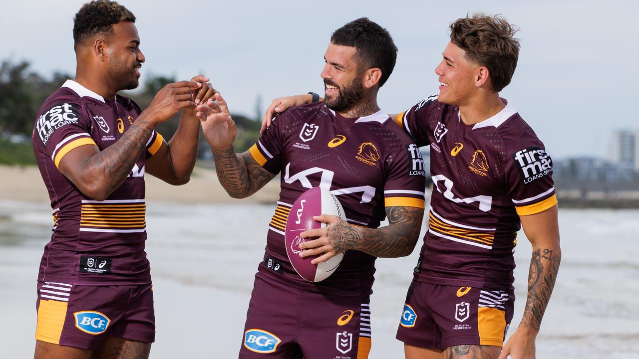 Big three: Ezra Mam, Reynolds and Reece Walsh are thriving together at the Broncos. Picture: Lachie Millard