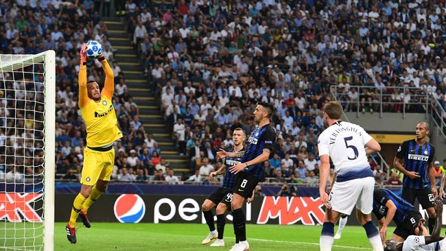 Inter Milan's goalkeeper Samir Handanovic grabs the ball during his side’s win over Tottenham.