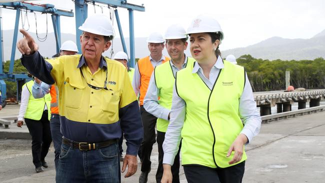 NEAMCO and former Norship Marine director Ray Fry with Premier Annastacia Palaszczuk. The former business announced its closure on Friday. Picture: Stewart McLean