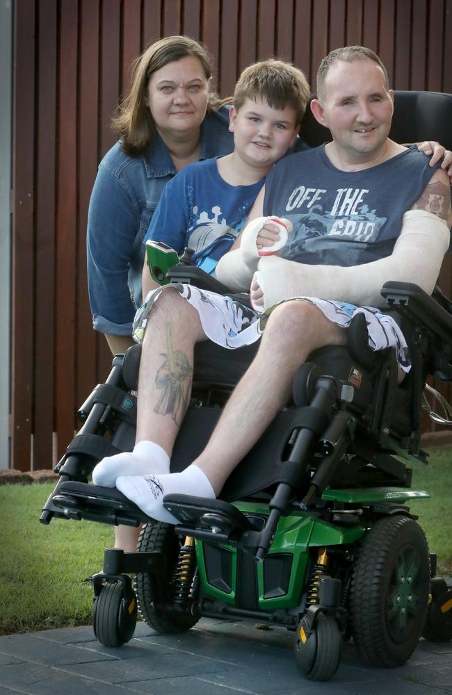 Mark Green with his partner Tracey Cooling and son Jenson. Picture: Jamie Hanson