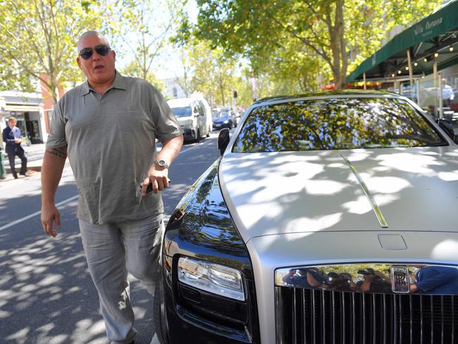 Mick Gatto arrives to speak to the media in Lygon St today. Picture: AAP