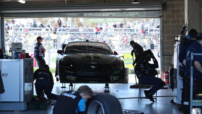 The retired car of Cameron Waters after co driver James Moffat crashed into the wall at The Dipper. Picture: Rohan Kelly