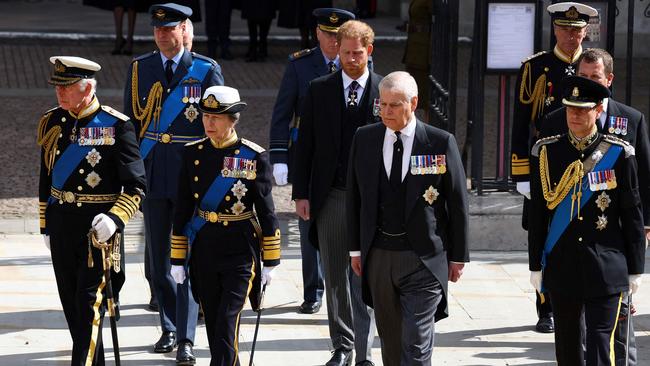 Not all members of the Royal Family were able to wear their military uniforms for the Queen’s funeral. Picture: AFP