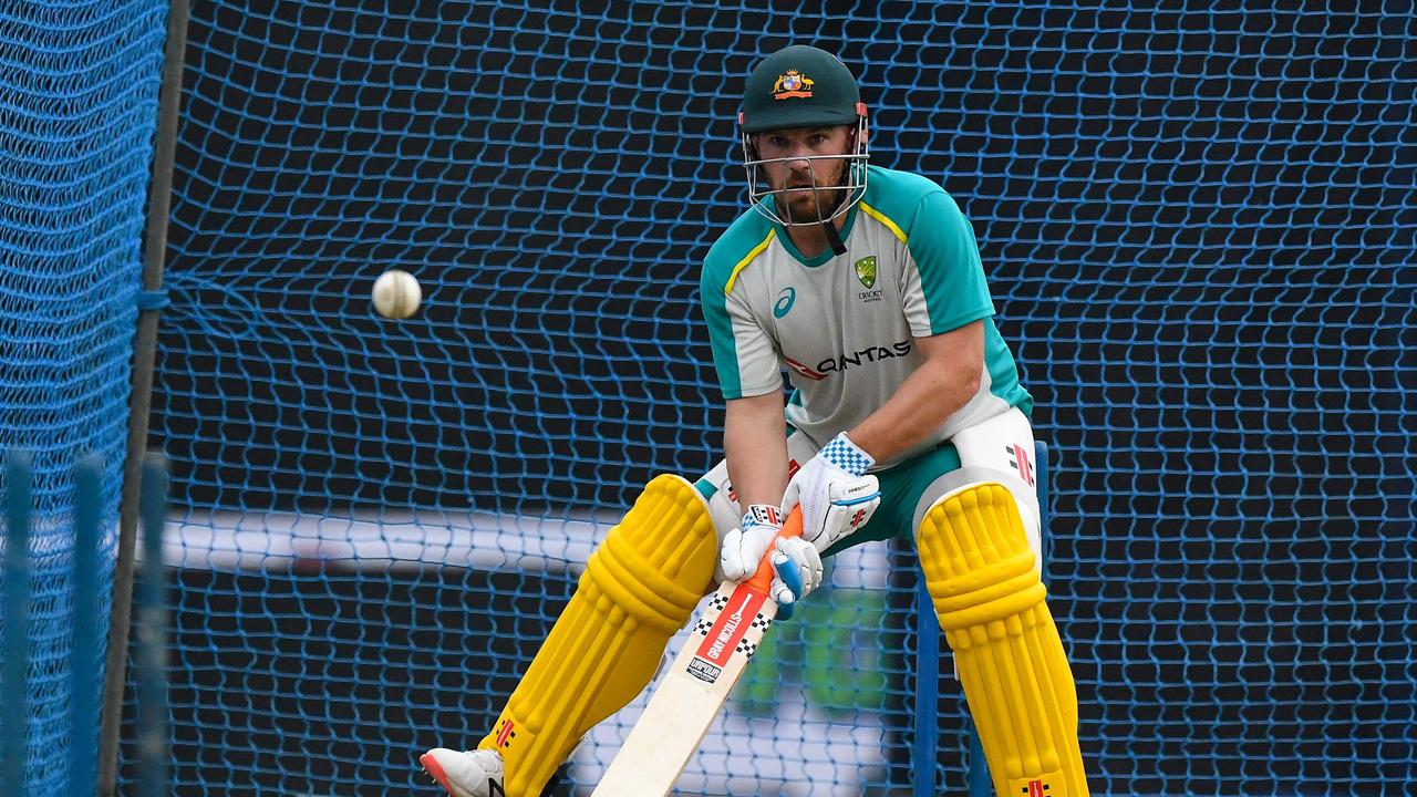 Australia's captain Aaron Finch during practice ahead of the first T20.