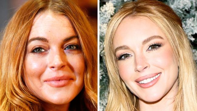 Lindsay Lohan’s transformation. Pictures: Tim P. Whitby/Getty Images; Dimitrios Kambouris/Getty Images for Netflix