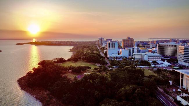 Darwin Esplanade bathed in a beautiful golden hour. Picture: Matty Schiller