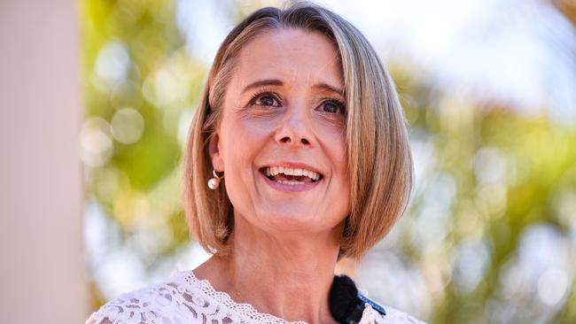 Kristina Keneally on the hustings in Fowler on Saturday. Picture: NCA NewsWire/Flavio Brancaleone