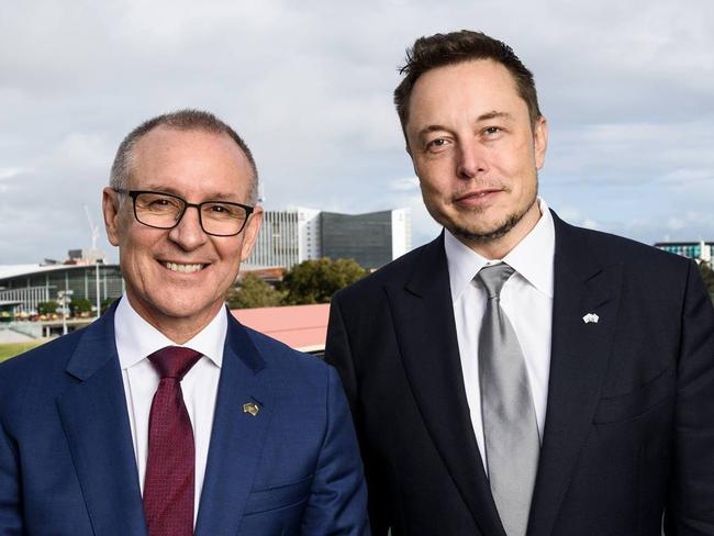 SA Premier Jay Weatherill with Tesla founder Elon Musk.