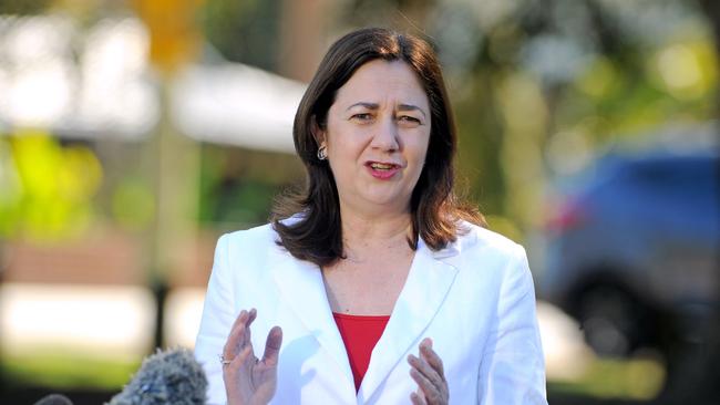 Premier Annastacia Palaszczuk addresses media at Fort road, Seventeen Mile Rocks on Sunday. Picture: John Gass