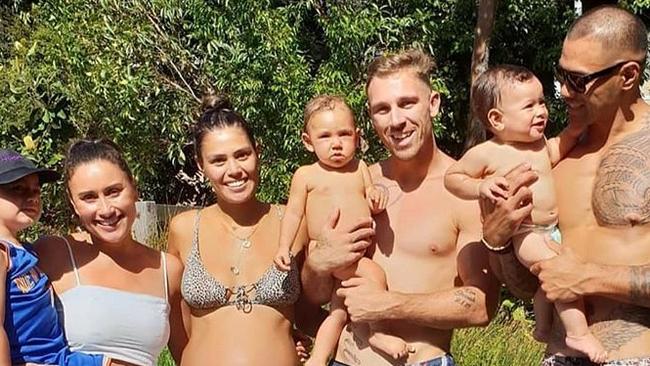 Taylor Winterstein (far left) has said that there is a "strong core of families" in the NRL who are also anti-vaxxers that Australians would be "seriously surprised" about. Picture: Instagram