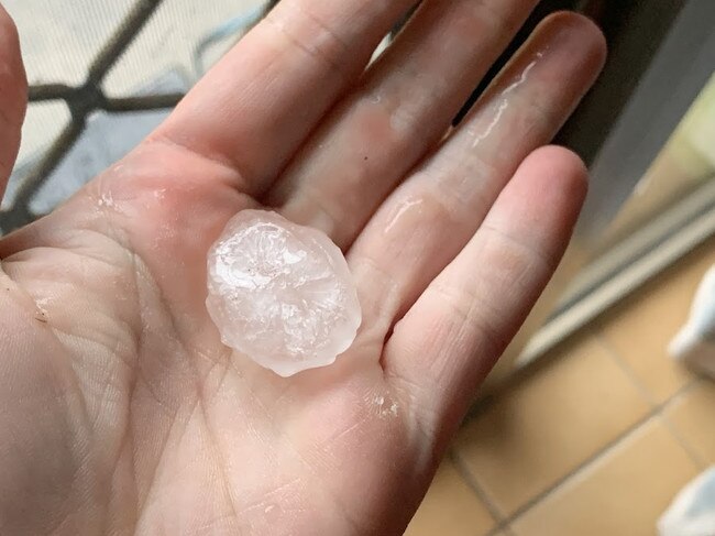 Hail fell in South Mackay at 2.45pm during the storm on October 20, 2021. Picture: Janessa Ekert