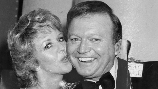 The other duo ... Bert Newton with his wife Patti in 1985. The pair collaborated together on various occasions, becoming a power couple of the industry.